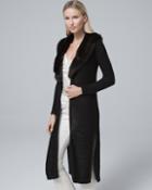 White House Black Market Women's Sequin-detail Duster With Removable Faux Fur Collar