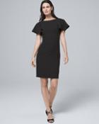 White House Black Market Women's Flutter-sleeve Black Sheath Dress