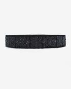 White House Black Market Black Leather Beaded Stretch Belt