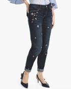 White House Black Market Floral-embroidered Girlfriend Jeans