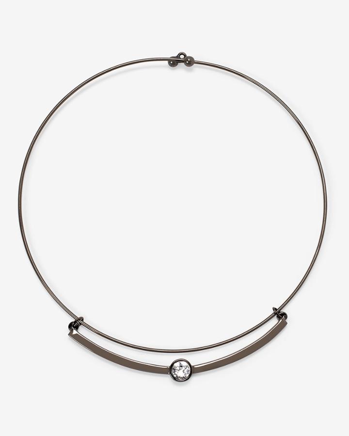 White House Black Market Women's Hematite Choker Necklace With Crystals From Swarovski