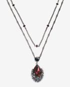 White House Black Market Women's Red Glass Stone Pendant Necklace