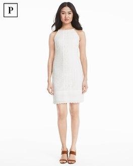 White House Black Market Petite Sleeveless White Lace Shift Dress