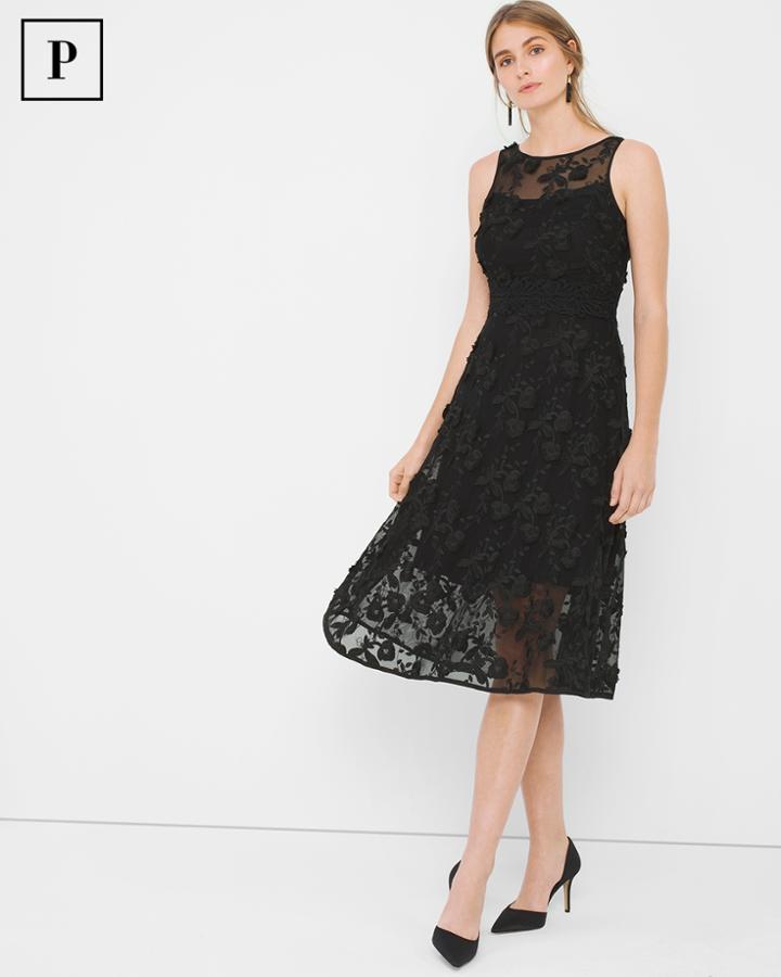 White House Black Market Women's Petite Black Lace Fit-and-flare Dress