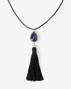 White House Black Market Women's Sodalite Teardrop Tassel Pendant Necklace