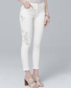White House Black Market Women's Embroidered Skinny Crop Jeans