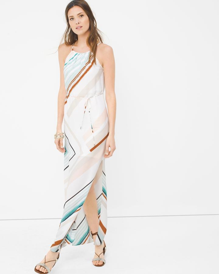 White House Black Market Women's Asymmetric Stripe Maxi Dress