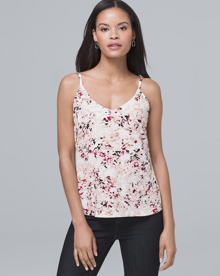 White House Black Market Women's Reversible Solid/floral Woven Cami