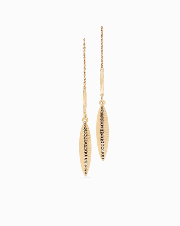 White House Black Market Women's Goldtone Hematite Feather Threader Earrings