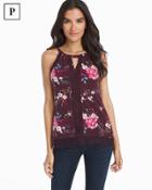 White House Black Market Women's Petite Sleeveless Embroidered Floral Top