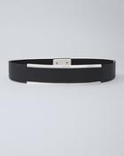 White House Black Market Double-bar Saffiano Leather Stretch Belt