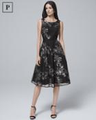 White House Black Market Women's Petite Sequin-overlay Black Fit-and-flare Dress