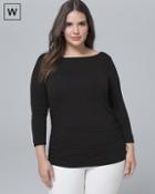 White House Black Market Plus Dual-neck Tee With Faux Pearls