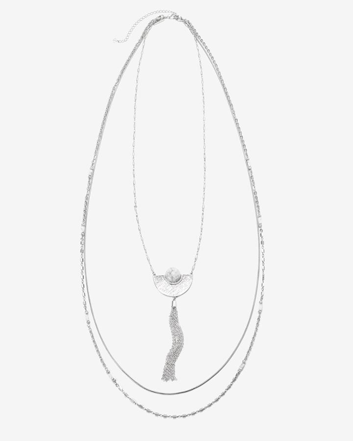 White House Black Market Women's White Howlite Convertible Pendant Necklace