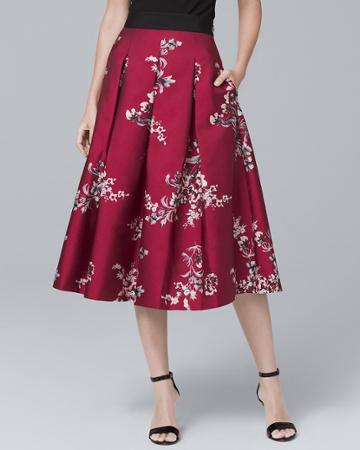 White House Black Market Women's Floral Full Midi Skirt