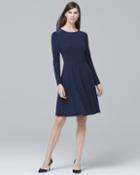 White House Black Market Women's Long-sleeve Knit A-line Dress