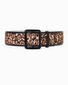 White House Black Market Leopard Printed Haircalf Wide Buckle Belt
