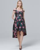 White House Black Market Women's Aidan Mattox Metallic Floral-jacquard High-low Fit-and-flare Dress
