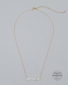 White House Black Market 14k Gold-plated Bar Necklace With Zirconia From Swarovski