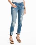White House Black Market Women's Embroidered Girlfriend Jeans