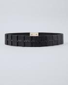 White House Black Market Pleated-leather Wide Stretch Belt