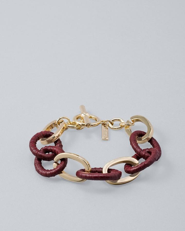White House Black Market Women's Leather-link Toggle Bracelet