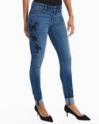 White House Black Market Women's Embroidered Skinny Ankle Jeans