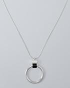 White House Black Market Women's Circle Pendant & Leather Necklace