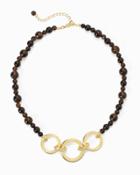 White House Black Market Women's Smokey Quartz Goldtone Chain-link Short Necklace