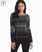 White House Black Market Women's Petite Metallic-striped Peplum Sweater