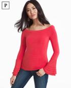 White House Black Market Women's Petite At-the-shoulder Fitted Bell-sleeve Top