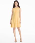 White House Black Market Women's Yellow Fit-and-flare Dress