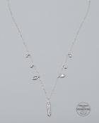 White House Black Market Sterling Silver Dangle Station Necklace With Zirconia From Swarovski