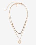 White House Black Market Women's Rose Gold Leather Star Cutout Pendant Necklace