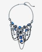 White House Black Market Hematite Blue Gemstone Statement Necklace