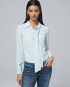 White House Black Market Women's Button-down Shirt With Removable Neck Tie