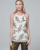 White House Black Market Embellished-leaf Tank