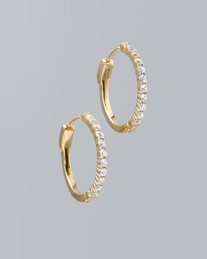 White House Black Market Women's 14k Gold-plated Small Pav Hoop Earrings With Zirconia From Swarovski