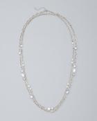 White House Black Market Two-row Freshwater Pearl Long Necklace