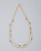White House Black Market Double-row Oval-link & Stone Necklace