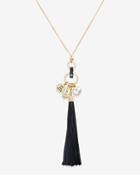 White House Black Market Women's Leather Tassel Charm Necklace