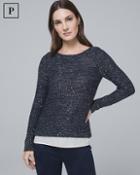 White House Black Market Petite Shimmer-knit Twofer Sweater