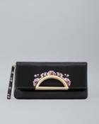 White House Black Market Embroidered Foldover Clutch