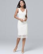 White House Black Market Lattice-skirt White Sheath Dress