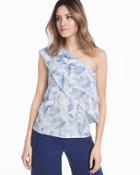 White House Black Market Women's Tiered One-shoulder Floral Top