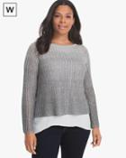 White House Black Market Women's Plus Sequin Ombre Twofer Sweater
