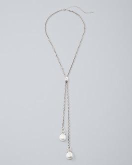 White House Black Market Y-necklace With Glass Pearls