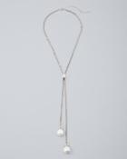 White House Black Market Y-necklace With Glass Pearls