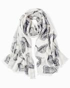 White House Black Market Living Beyond Breast Cancer Butterfly Print Oblong Scarf