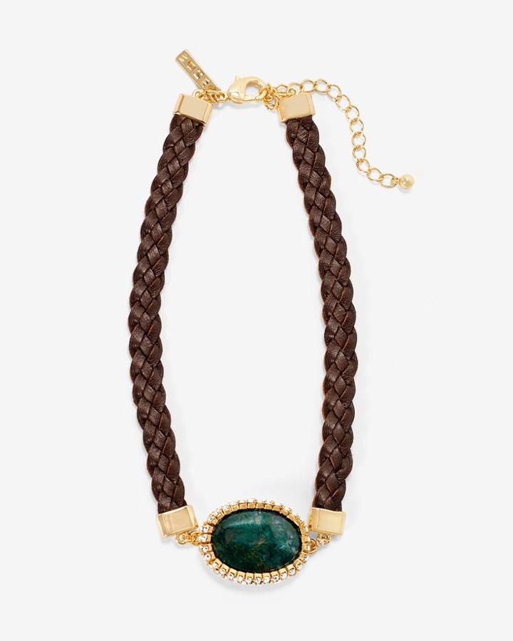 White House Black Market Women's Agate Leather Choker Necklace